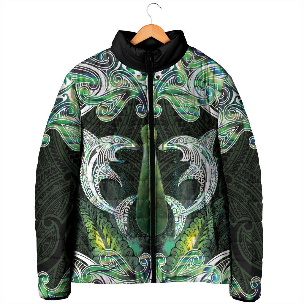 New Zealand Mere Pounamu Weapon Padded Jacket Aotearoa Mango Paua Shell Maori Pattern LT22 - Polynesian Pride