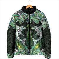 New Zealand Mere Pounamu Weapon Padded Jacket Aotearoa Mango Paua Shell Maori Pattern LT22 - Polynesian Pride
