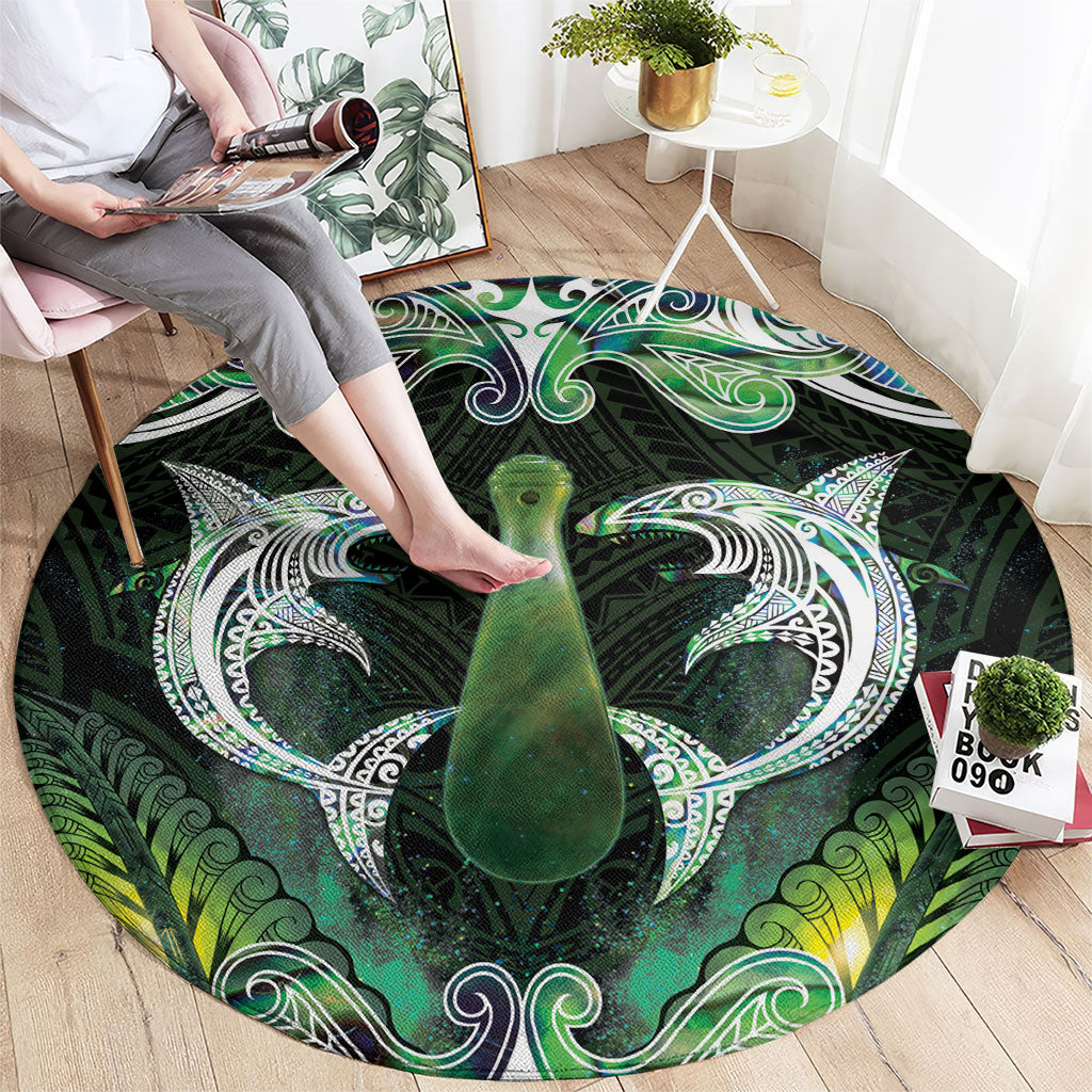 New Zealand Mere Pounamu Weapon Round Carpet Aotearoa Mango Paua Shell Maori Pattern LT22 - Polynesian Pride