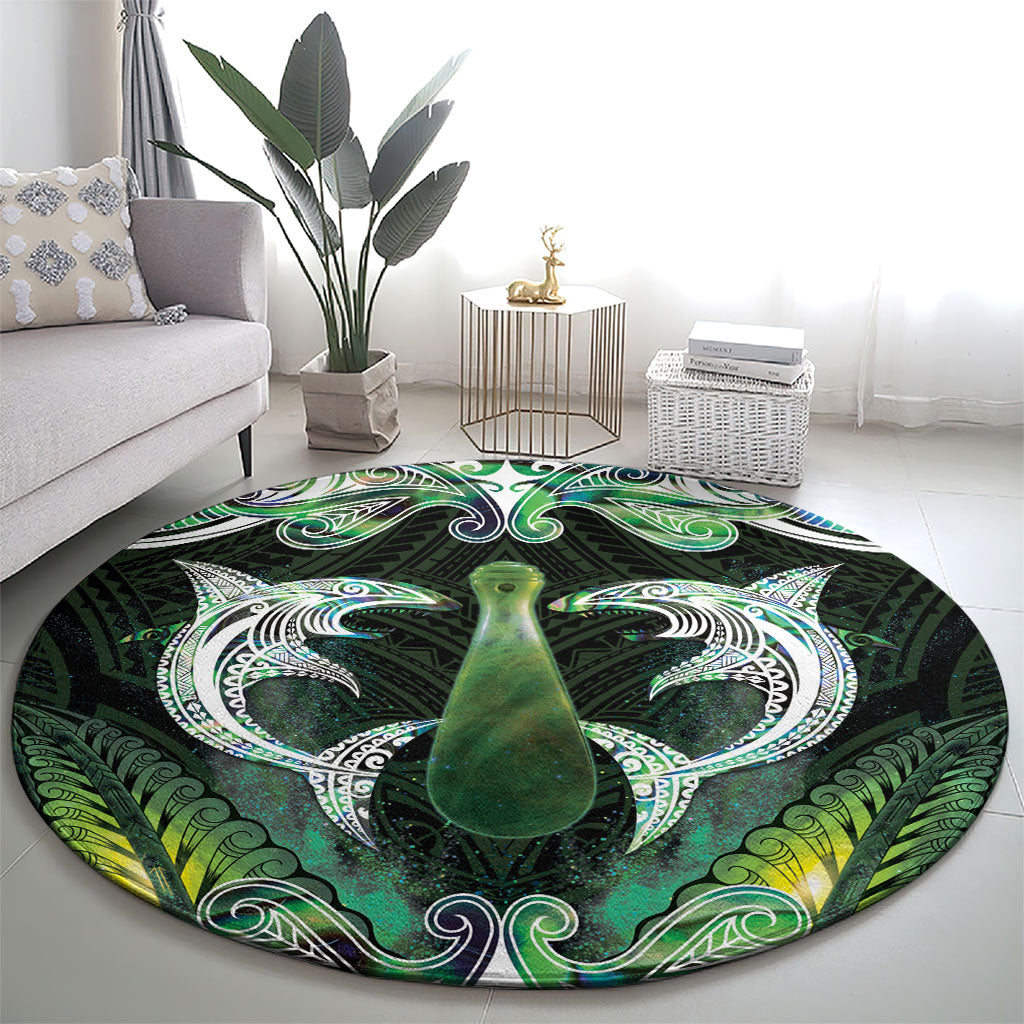 New Zealand Mere Pounamu Weapon Round Carpet Aotearoa Mango Paua Shell Maori Pattern LT22 - Polynesian Pride