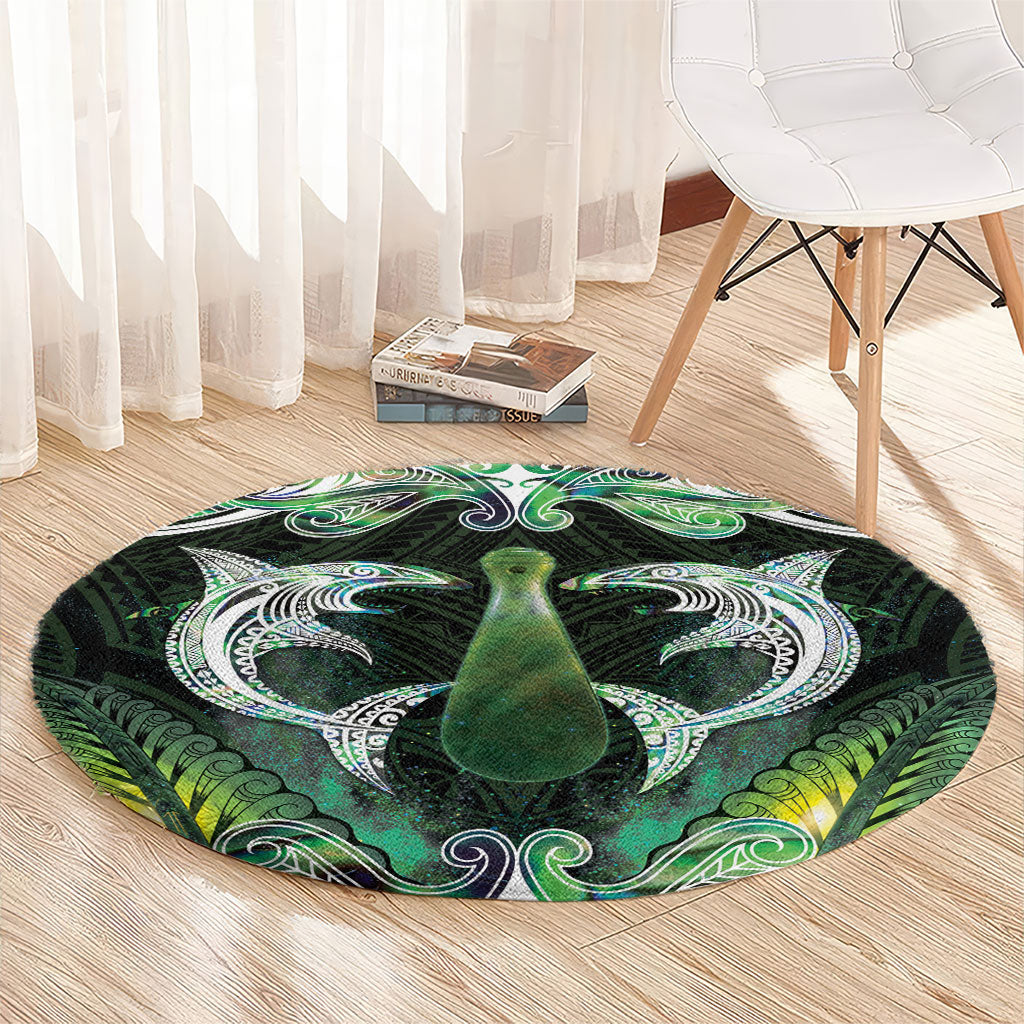 New Zealand Mere Pounamu Weapon Round Carpet Aotearoa Mango Paua Shell Maori Pattern LT22 - Polynesian Pride