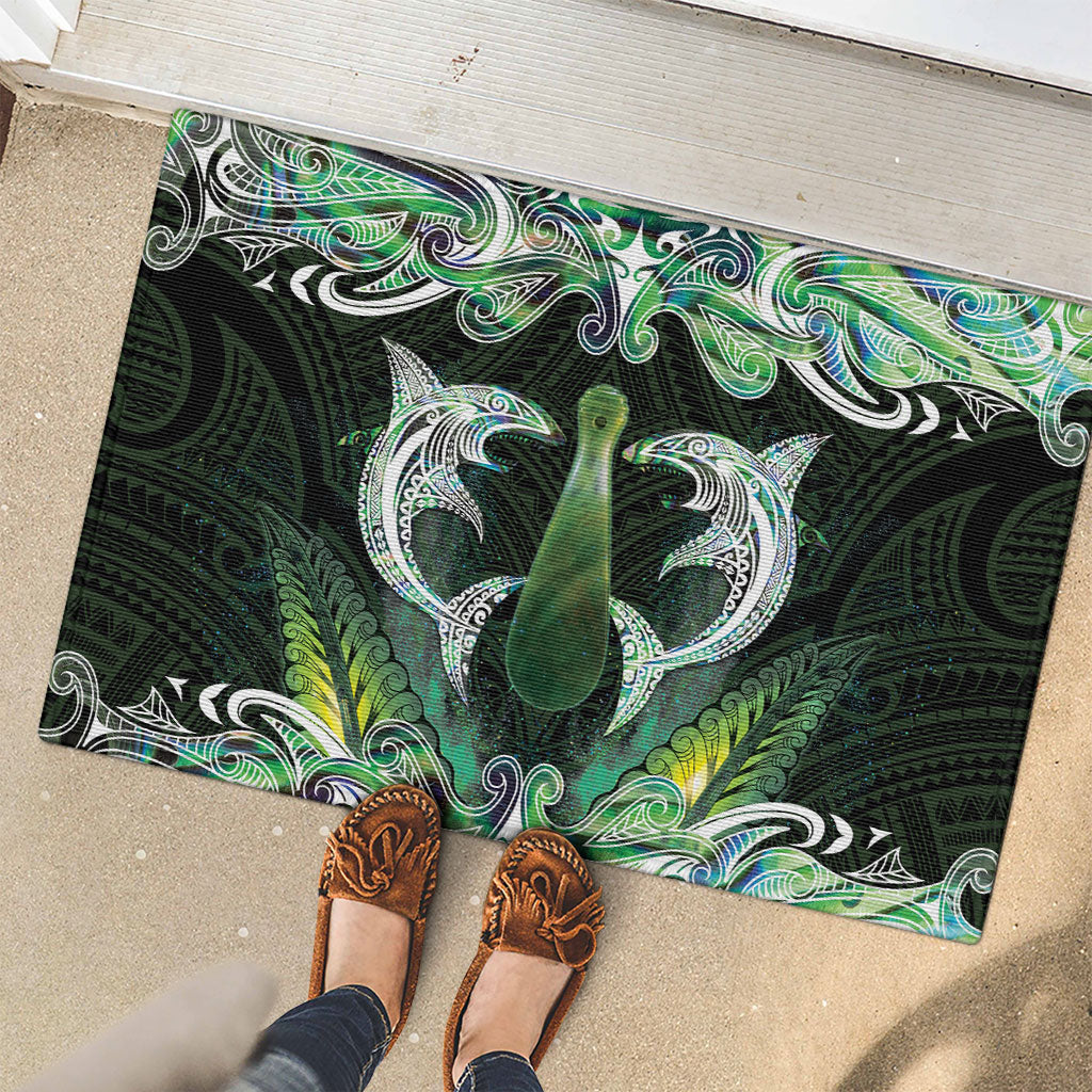 New Zealand Mere Pounamu Weapon Rubber Doormat Aotearoa Mango Paua Shell Maori Pattern LT22 - Polynesian Pride