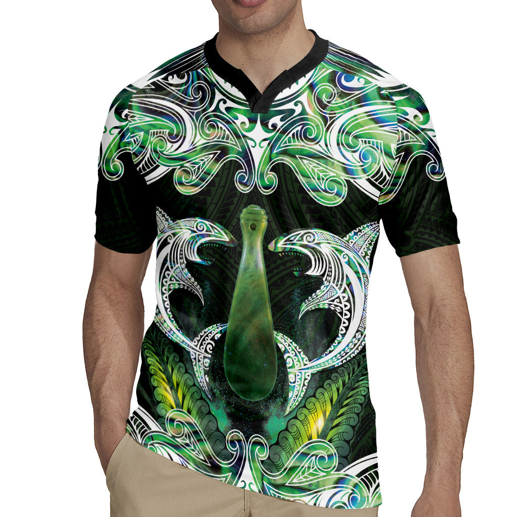 New Zealand Mere Pounamu Weapon Rugby Jersey Aotearoa Mango Paua Shell Maori Pattern LT22 - Polynesian Pride