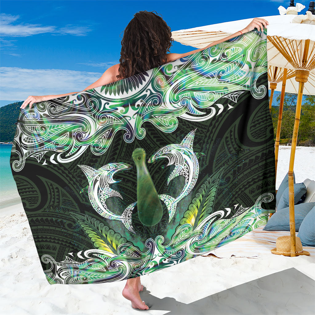 New Zealand Mere Pounamu Weapon Sarong Aotearoa Mango Paua Shell Maori Pattern LT22 One Size 44 x 66 inches Green - Polynesian Pride