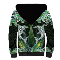 New Zealand Mere Pounamu Weapon Sherpa Hoodie Aotearoa Mango Paua Shell Maori Pattern LT22 - Polynesian Pride