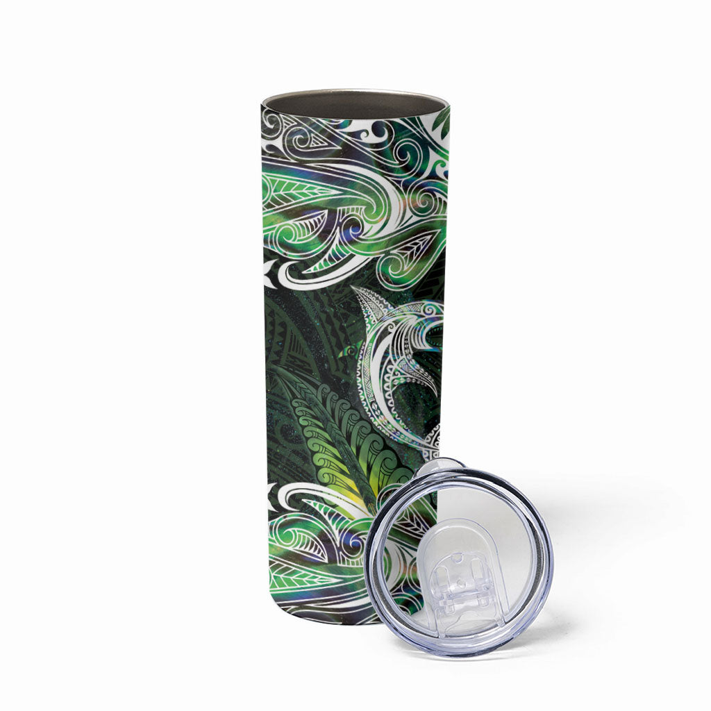New Zealand Mere Pounamu Weapon Skinny Tumbler Aotearoa Mango Paua Shell Maori Pattern LT22 - Polynesian Pride