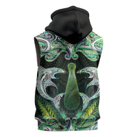 New Zealand Mere Pounamu Weapon Sleeveless Hoodie Aotearoa Mango Paua Shell Maori Pattern LT22 - Polynesian Pride