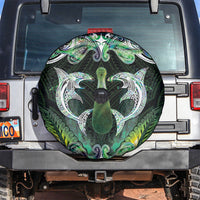 New Zealand Mere Pounamu Weapon Spare Tire Cover Aotearoa Mango Paua Shell Maori Pattern LT22 Green - Polynesian Pride
