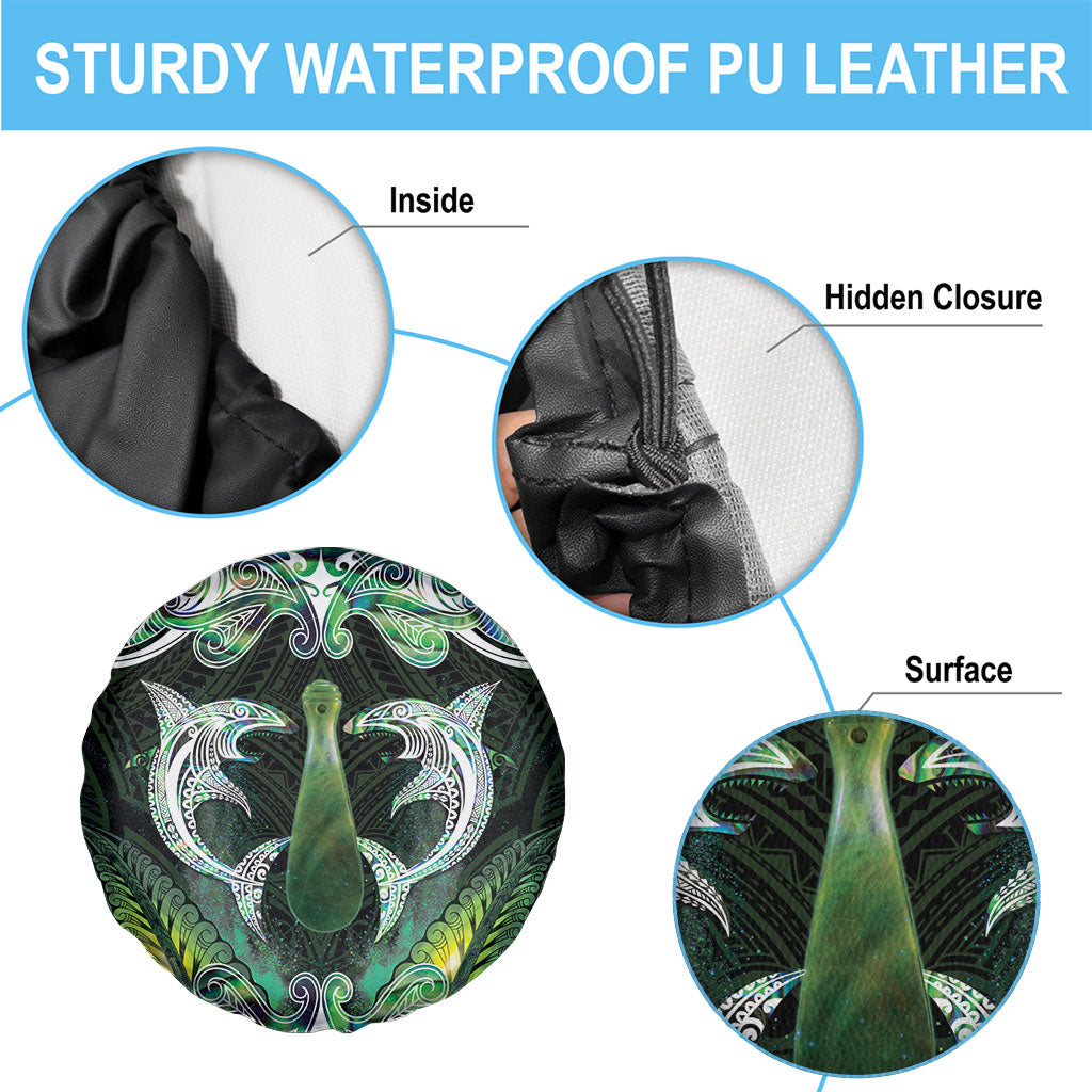 New Zealand Mere Pounamu Weapon Spare Tire Cover Aotearoa Mango Paua Shell Maori Pattern LT22 - Polynesian Pride
