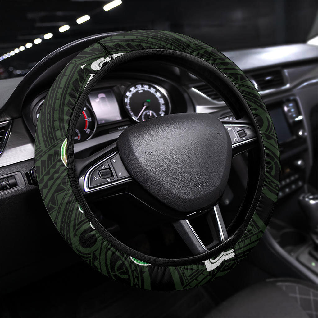 New Zealand Mere Pounamu Weapon Steering Wheel Cover Aotearoa Mango Paua Shell Maori Pattern LT22 Universal Fit Green - Polynesian Pride