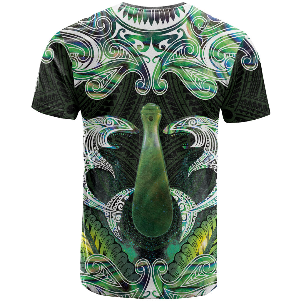 New Zealand Mere Pounamu Weapon T Shirt Aotearoa Mango Paua Shell Maori Pattern