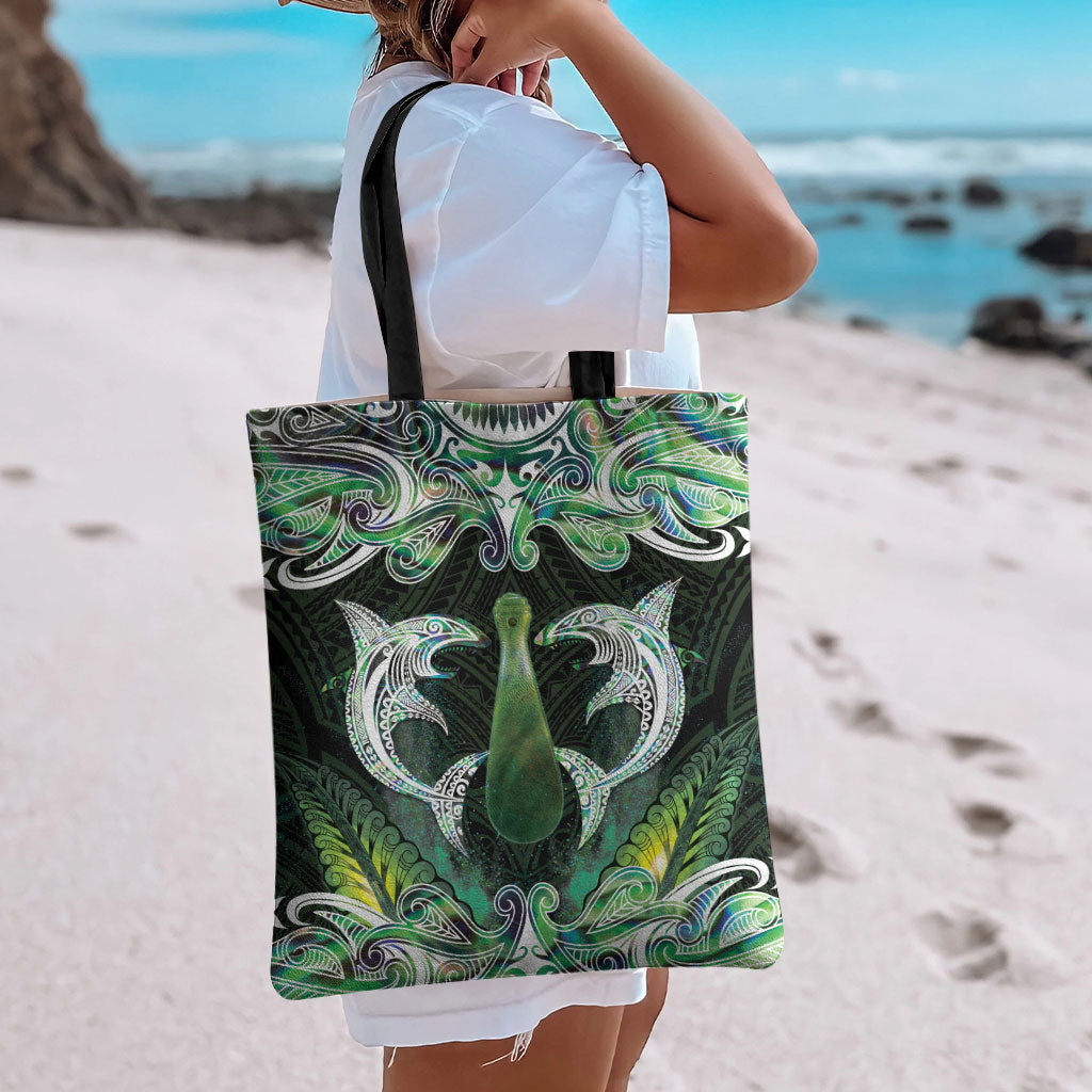 New Zealand Mere Pounamu Weapon Tote Bag Aotearoa Mango Paua Shell Maori Pattern LT22 - Polynesian Pride