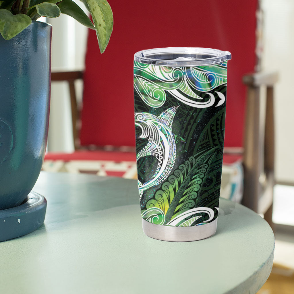 New Zealand Mere Pounamu Weapon Tumbler Cup Aotearoa Mango Paua Shell Maori Pattern LT22 - Polynesian Pride