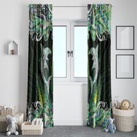 New Zealand Mere Pounamu Weapon Window Curtain Aotearoa Mango Paua Shell Maori Pattern LT22 - Polynesian Pride