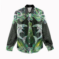 New Zealand Mere Pounamu Weapon Women Casual Shirt Aotearoa Mango Paua Shell Maori Pattern LT22 - Polynesian Pride