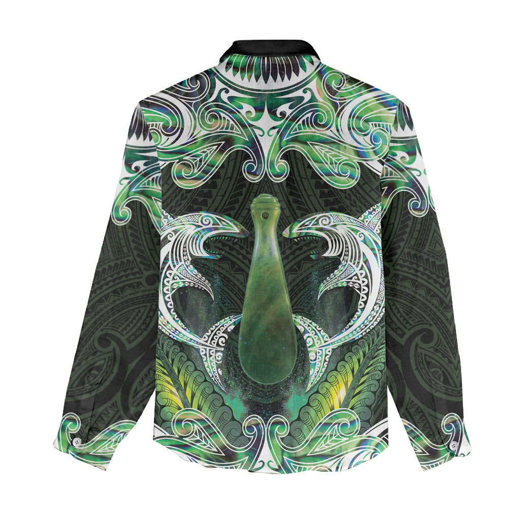 New Zealand Mere Pounamu Weapon Women Casual Shirt Aotearoa Mango Paua Shell Maori Pattern LT22 - Polynesian Pride