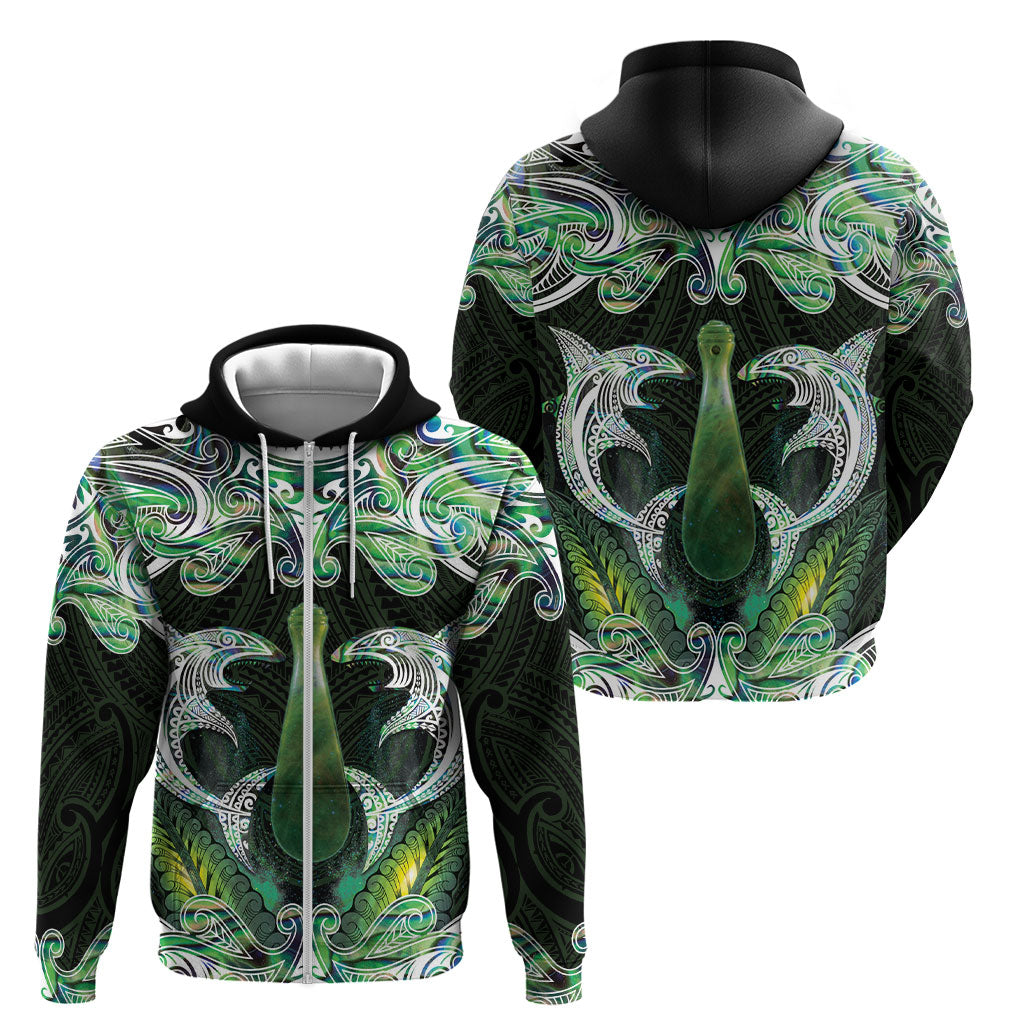 New Zealand Mere Pounamu Weapon Zip Hoodie Aotearoa Mango Paua Shell Maori Pattern LT22 - Polynesian Pride