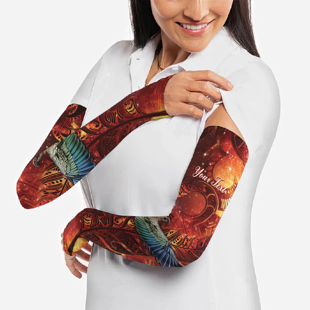 New Zealand Kea Bird Matariki Personalised Arm Sleeves Silver Fern Maori Pattern