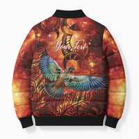 New Zealand Kea Bird Matariki Personalised Bomber Puffer Jacket Silver Fern Maori Pattern