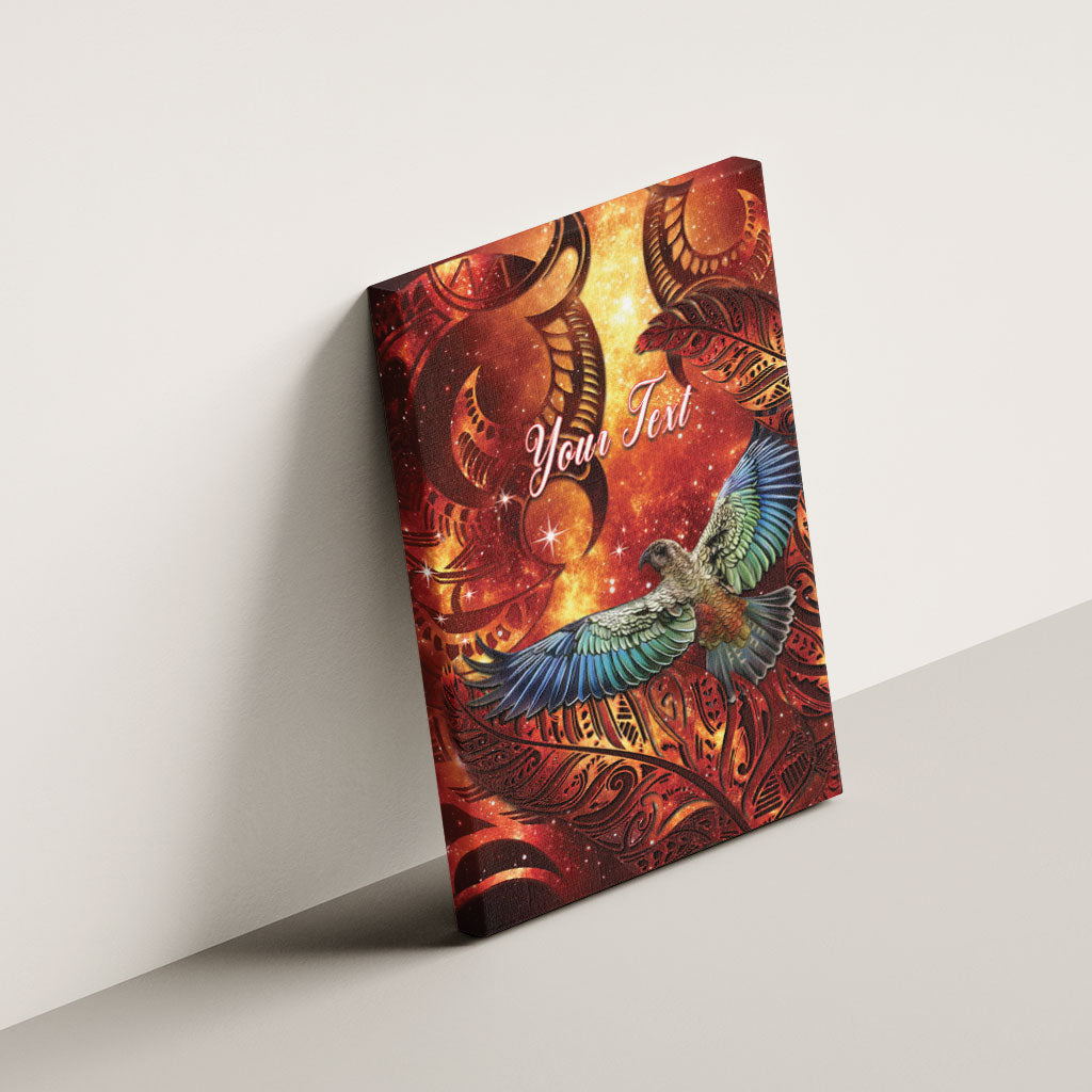 New Zealand Kea Bird Matariki Personalised Canvas Wall Art Silver Fern Maori Pattern