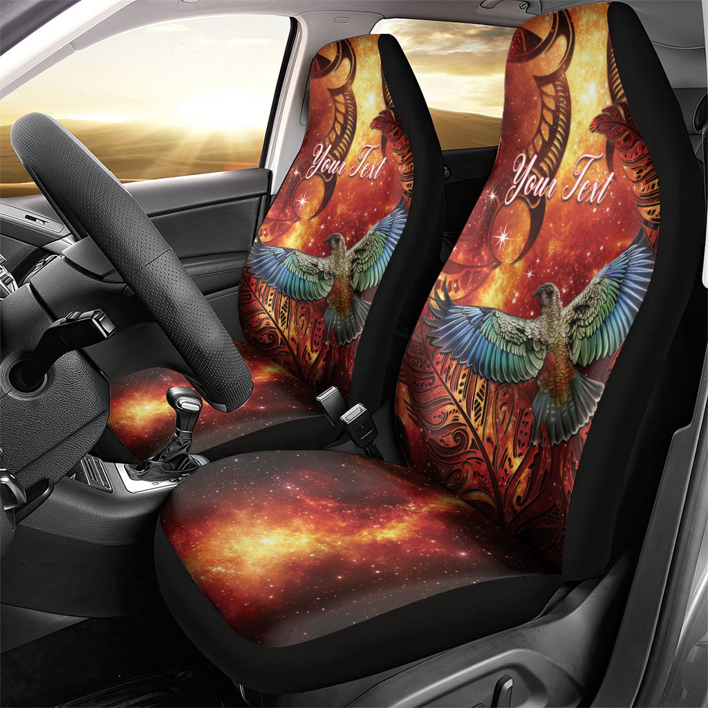 New Zealand Kea Bird Matariki Personalised Car Seat Cover Silver Fern Maori Pattern