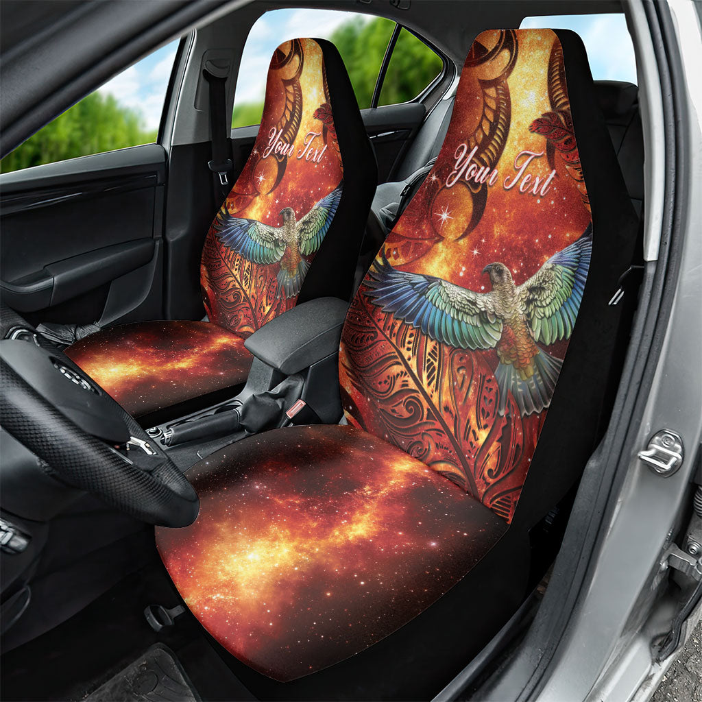 New Zealand Kea Bird Matariki Personalised Car Seat Cover Silver Fern Maori Pattern