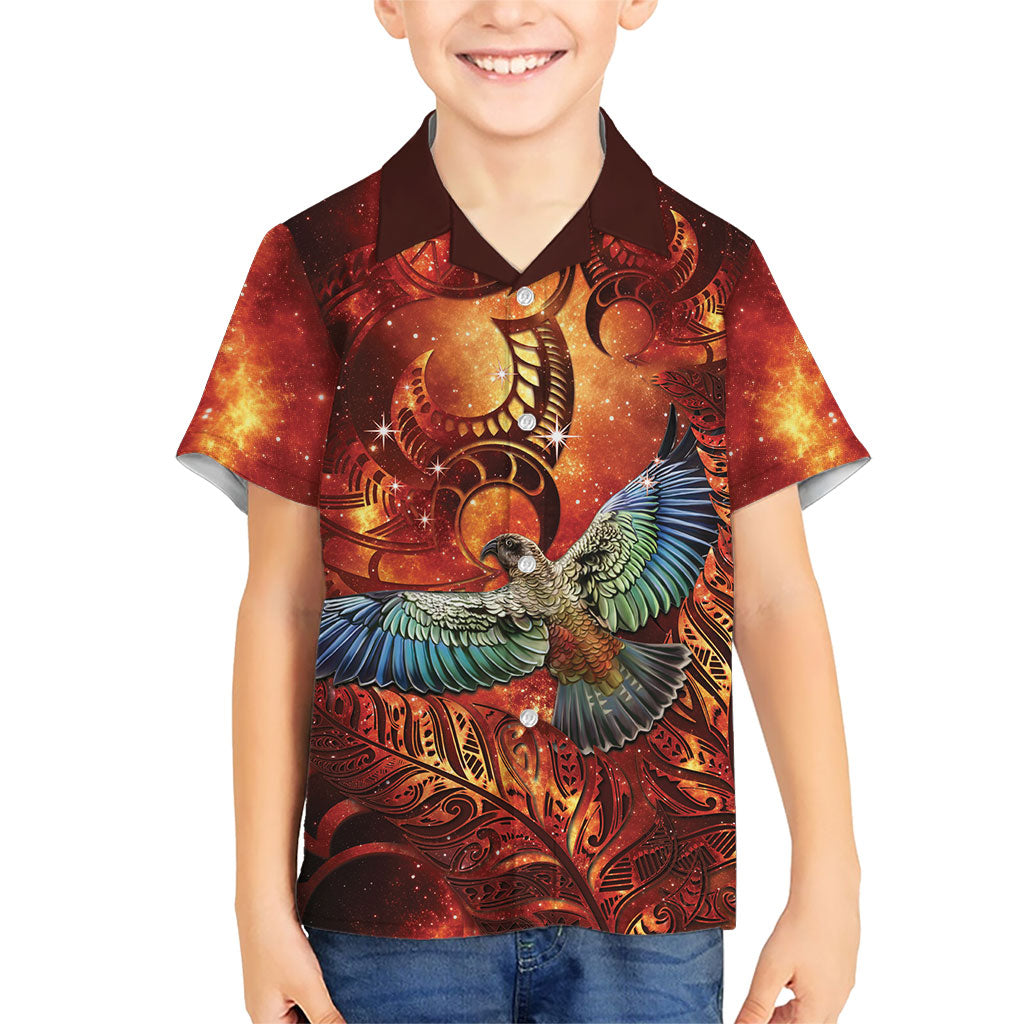 New Zealand Kea Bird Matariki Personalised Family Matching Puletasi and Hawaiian Shirt Silver Fern Maori Pattern