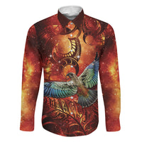 New Zealand Kea Bird Matariki Personalised Family Matching Short Sleeve Bodycon Dress and Hawaiian Shirt Silver Fern Maori Pattern LT22 Dad's Shirt - Long Sleeve Orange - Polynesian Pride