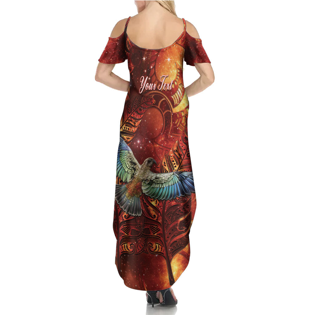 New Zealand Kea Bird Matariki Personalised Family Matching Summer Maxi Dress and Hawaiian Shirt Silver Fern Maori Pattern LT22 - Polynesian Pride
