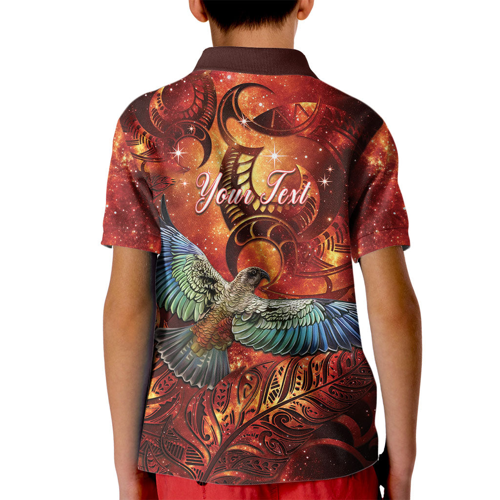 New Zealand Kea Bird Matariki Personalised Kid Polo Shirt Silver Fern Maori Pattern LT22 - Polynesian Pride