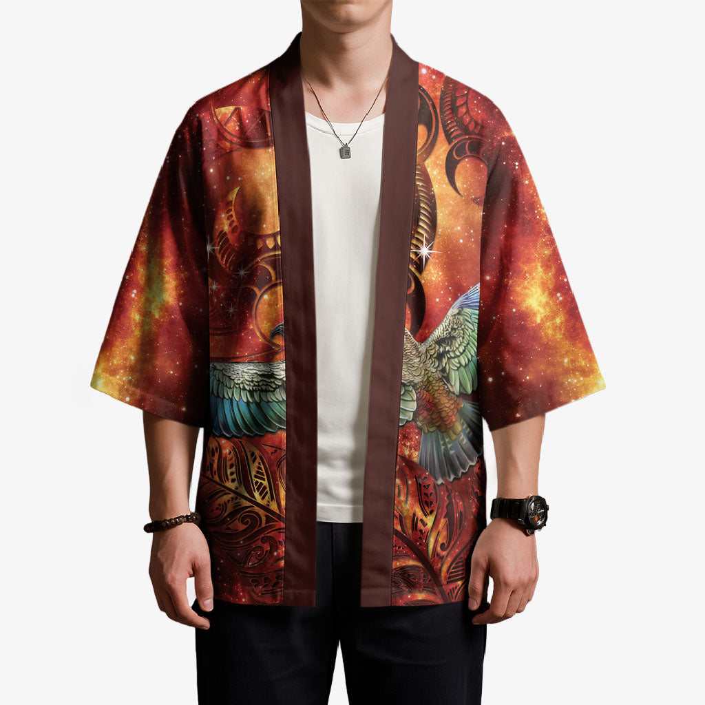New Zealand Kea Bird Matariki Personalised Kimono Silver Fern Maori Pattern LT22 - Polynesian Pride