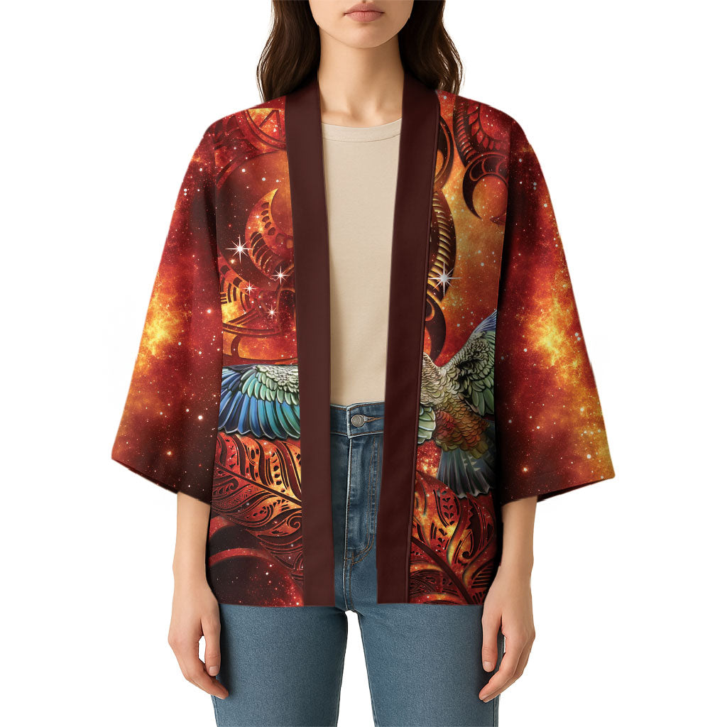 New Zealand Kea Bird Matariki Personalised Kimono Silver Fern Maori Pattern LT22 - Polynesian Pride
