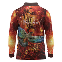 New Zealand Kea Bird Matariki Personalised Long Sleeve Polo Shirt Silver Fern Maori Pattern LT22 - Polynesian Pride
