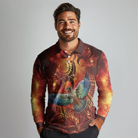 New Zealand Kea Bird Matariki Personalised Long Sleeve Polo Shirt Silver Fern Maori Pattern LT22 - Polynesian Pride