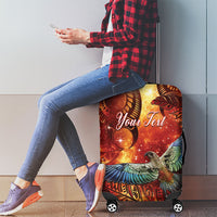 New Zealand Kea Bird Matariki Personalised Luggage Cover Silver Fern Maori Pattern