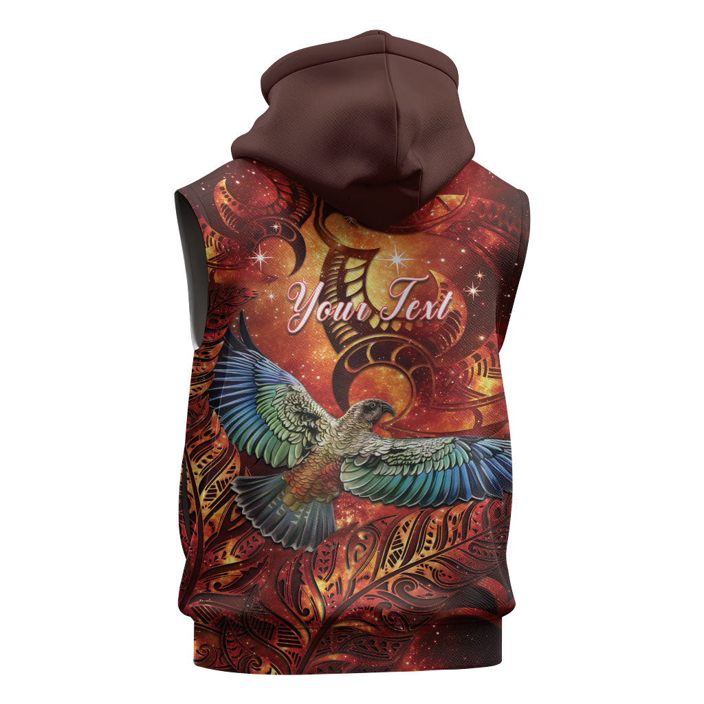 New Zealand Kea Bird Matariki Personalised Sleeveless Hoodie Silver Fern Maori Pattern LT22 - Polynesian Pride