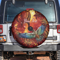 New Zealand Kea Bird Matariki Personalised Spare Tire Cover Silver Fern Maori Pattern