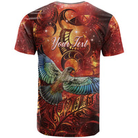 New Zealand Kea Bird Matariki Personalised T Shirt Silver Fern Maori Pattern