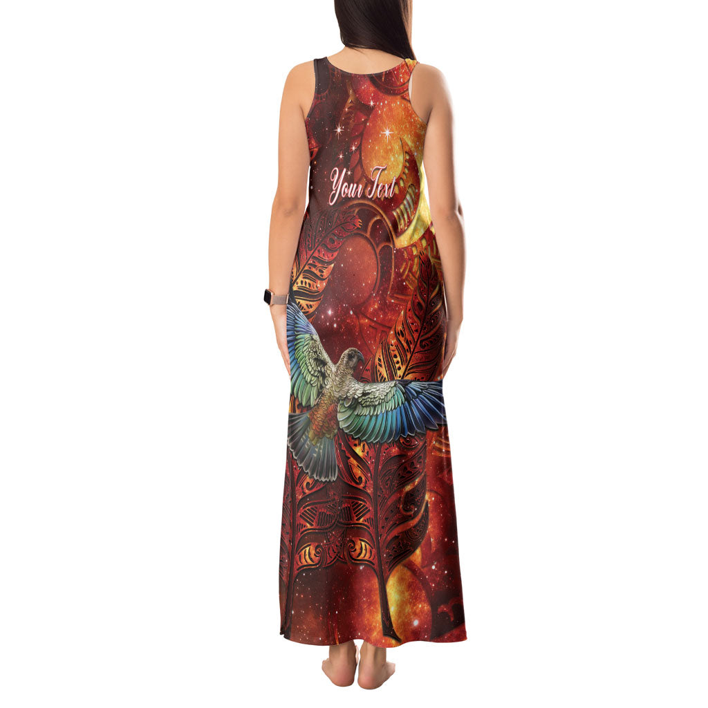 New Zealand Kea Bird Matariki Personalised Tank Maxi Dress Silver Fern Maori Pattern LT22 - Polynesian Pride