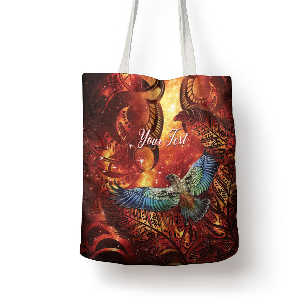 New Zealand Kea Bird Matariki Personalised Tote Bag Silver Fern Maori Pattern