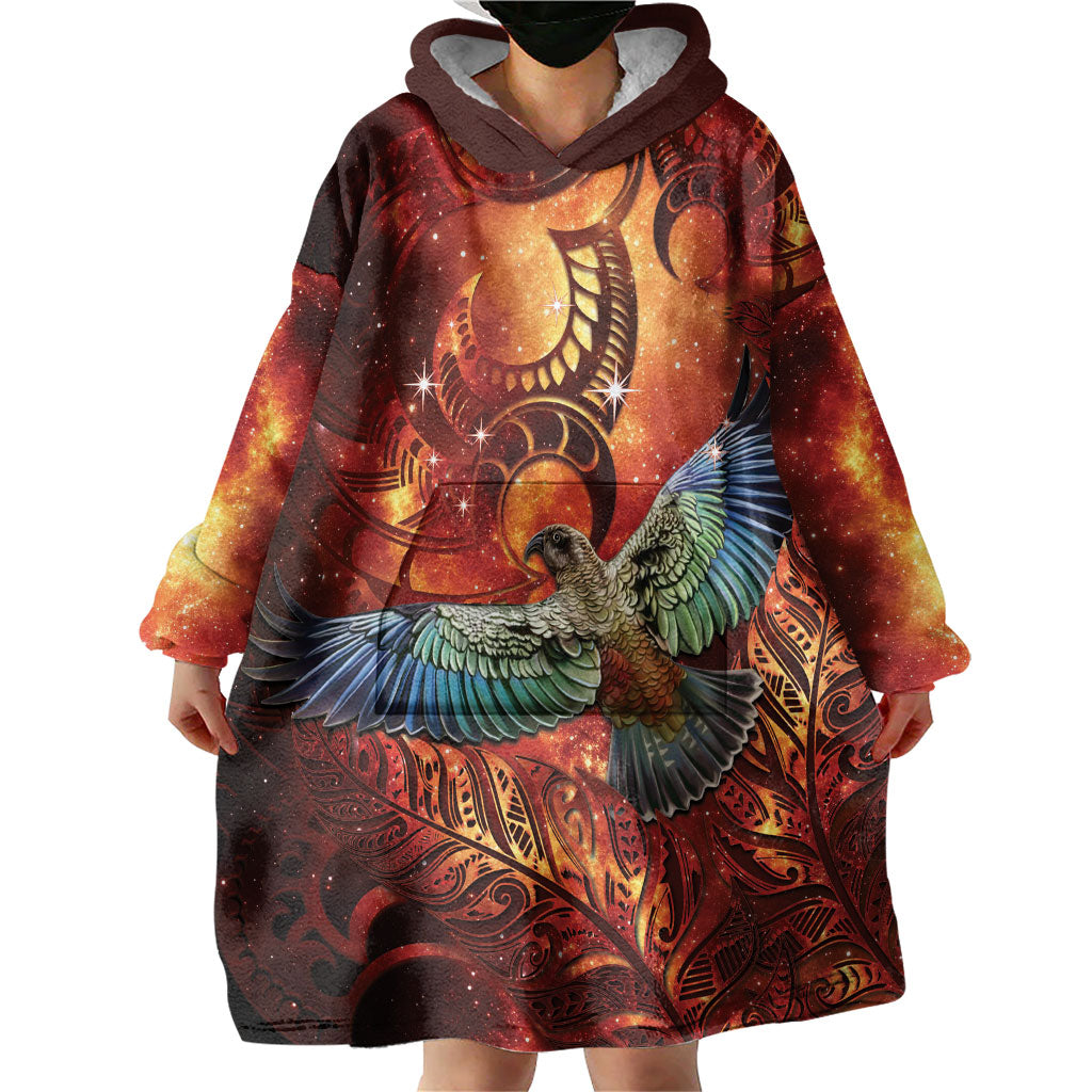 New Zealand Kea Bird Matariki Personalised Wearable Blanket Hoodie Silver Fern Maori Pattern LT22 - Polynesian Pride