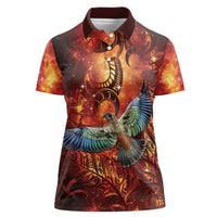 New Zealand Kea Bird Matariki Personalised Women Polo Shirt Silver Fern Maori Pattern LT22 Female Orange - Polynesian Pride