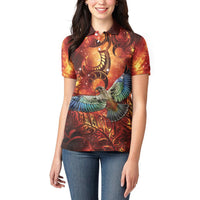 New Zealand Kea Bird Matariki Personalised Women Polo Shirt Silver Fern Maori Pattern LT22 - Polynesian Pride