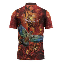 New Zealand Kea Bird Matariki Personalised Zipper Polo Shirt Silver Fern Maori Pattern LT22 - Polynesian Pride
