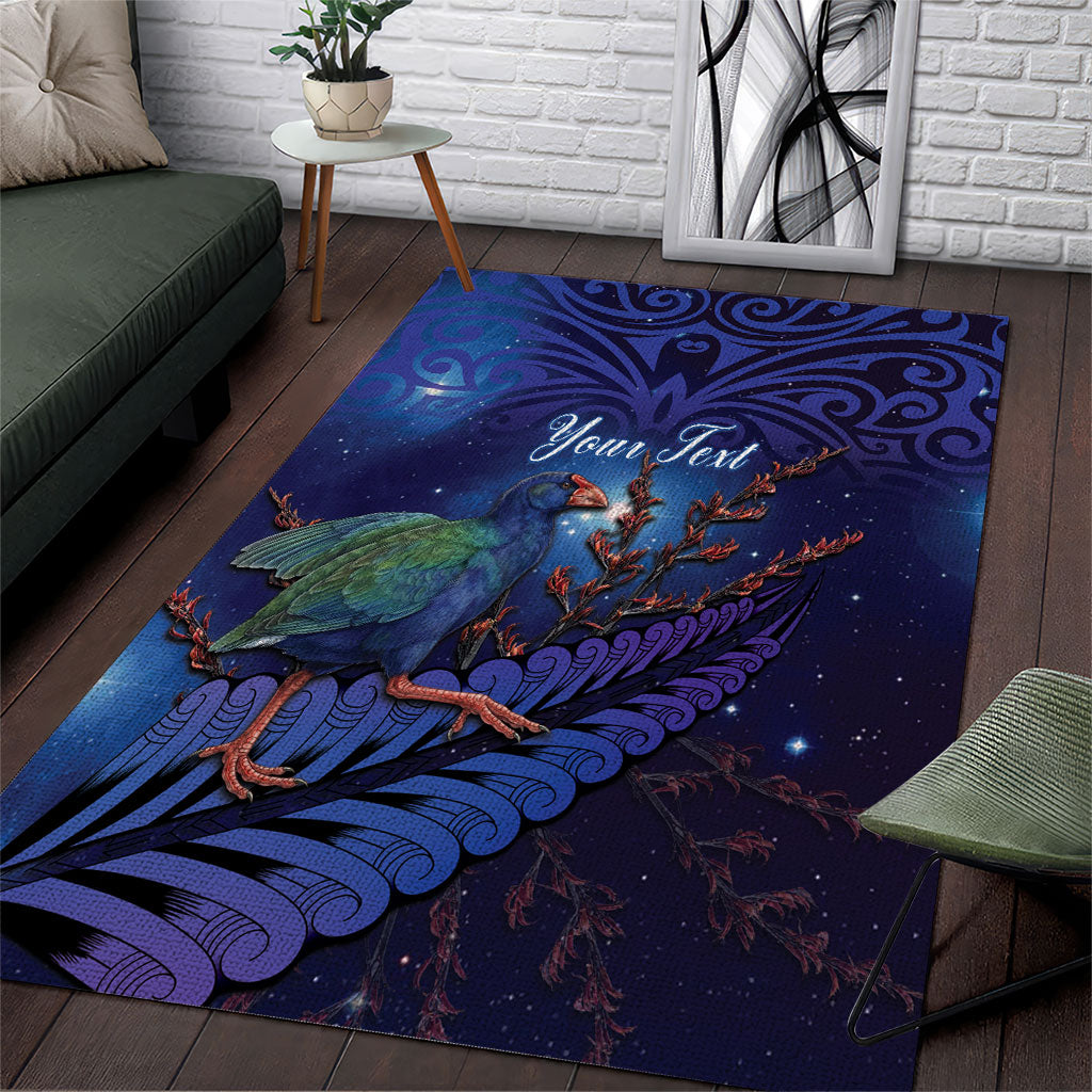 Takahe New Zealand Personalised Area Rug Harakeke Silver Fern Maori Pattern LT22 Blue - Polynesian Pride