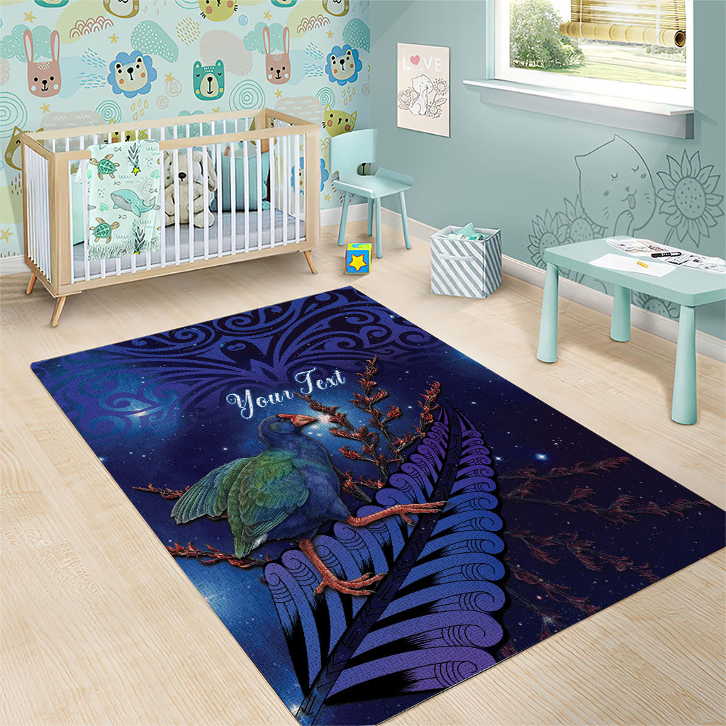 Takahe New Zealand Personalised Area Rug Harakeke Silver Fern Maori Pattern LT22 - Polynesian Pride