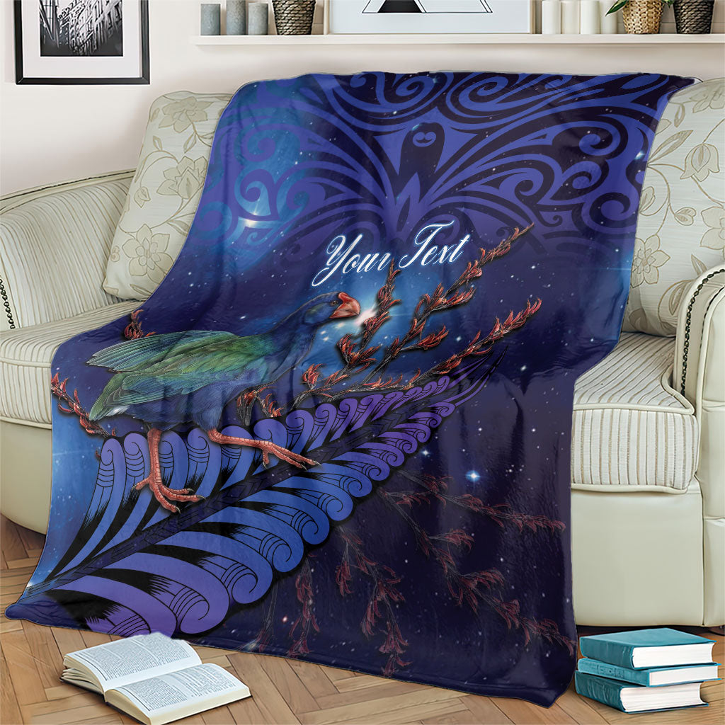 Takahe New Zealand Personalised Blanket Harakeke Silver Fern Maori Pattern