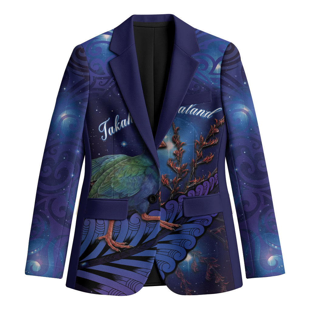 Takahe New Zealand Personalised Blazer Harakeke Silver Fern Maori Pattern