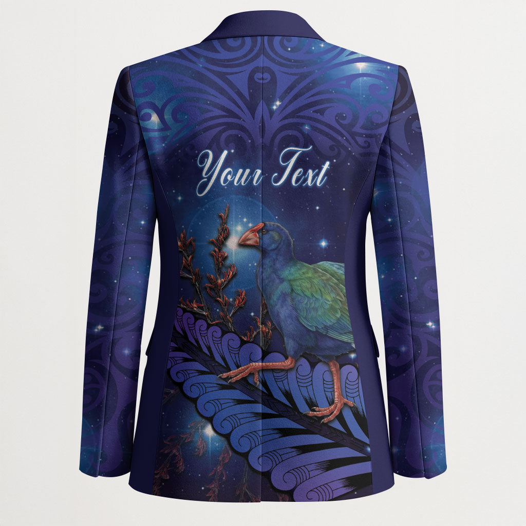 Takahe New Zealand Personalised Blazer Harakeke Silver Fern Maori Pattern