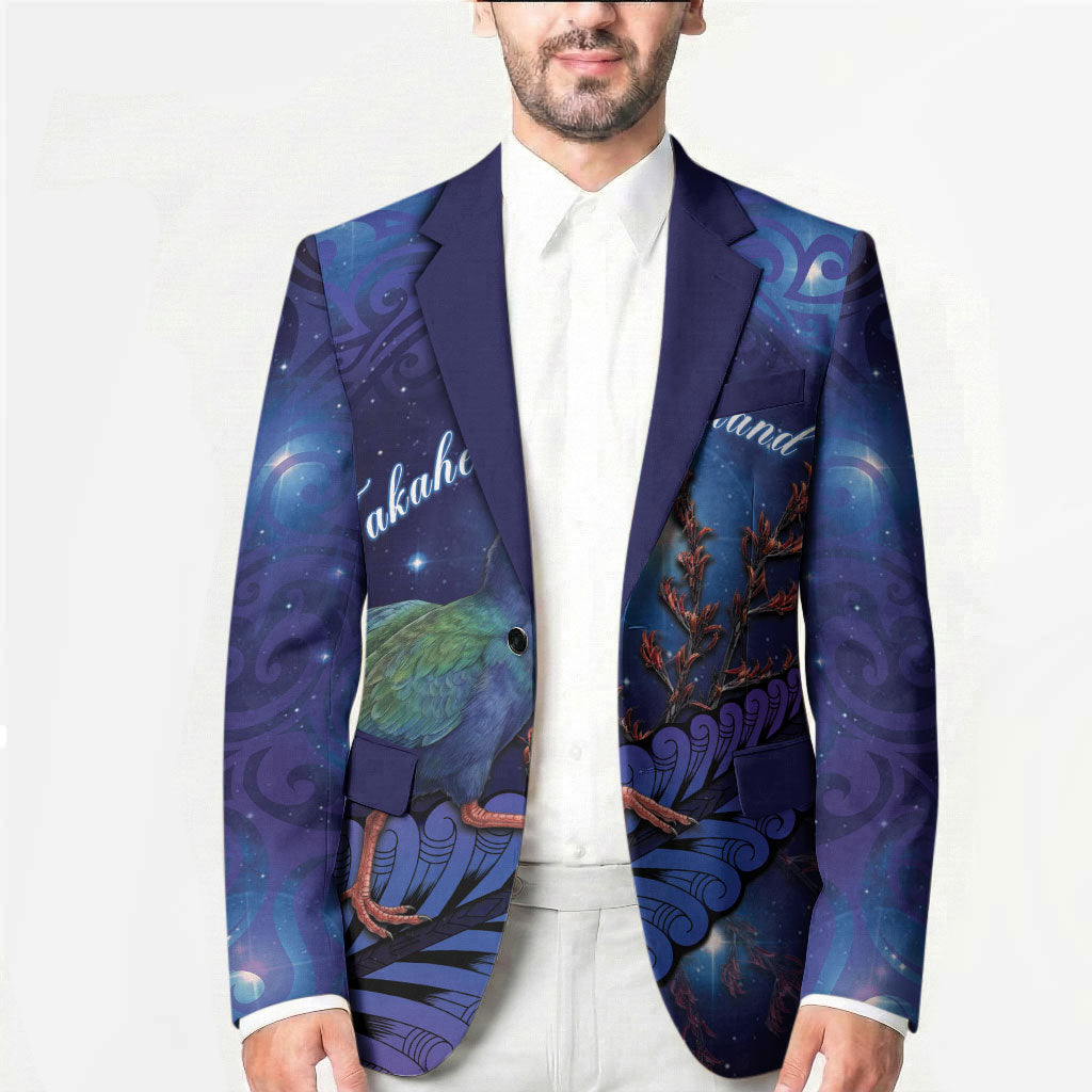 Takahe New Zealand Personalised Blazer Harakeke Silver Fern Maori Pattern